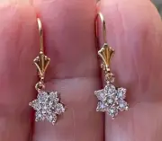 1.00Ct Round Cut Moissanite Women Drop Dangle Earrings 14K Yellow Gold Plated