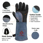 HITBOX 16“ Welding Gloves MIG TIG Welding Gloves Heat Fire Resistant BBQ Gloves
