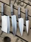 Hand Forged Carbon Steel Chef Set, Kitchen Knife Set