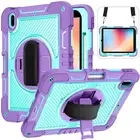 For Apple iPad 10.9" 10th Gen Shockproof Rugged Rubber Stand Shoulder Strap Case