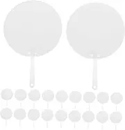 TOBBOMEY 20pcs Round Handheld Fans DIY Blank Graffiti Fans Safe Material for Boys and Girls Art Projects