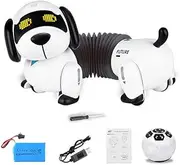 Dollox Robot Dog Remote Control Dachshund Puppy, RC Robotic Interactive Intelligent Walking Dancing Doggy Programmable Electronic Pet Toy with Music for Kids Age 6, 7, 8, 9, 10 Year Old