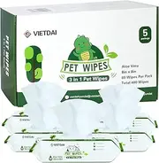 VIETDAI Dog Wipes Cleaning Deodorizing Pet Wipes for Dogs Cats Big Thick Large Multipurpose Grooming Hypoallergenic All Puppy Wipes Dog Wipes Quick Bath for Paw and Butt Face Body (5 Pack-400Count)