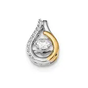 14k White/Yellow Gold Vibrant Real Diamond Slide Pendant