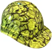 Hydro Dipped Hard Hat Ridgeline Cap Style Custom HiVis Green Insanity Skulls