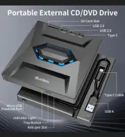 Unitek External CD DVD Drive USB C Portable CD/DVD +/-RW Drive/DVD Player wit...