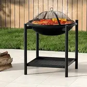 Grillz Fire Pit Charcoal BBQ Cooking Grill Outdoor Camping Fireplace Steel