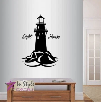 Vinyl Decal Lighthouse Pharos Seamark Sea Ocean Beach Room Wall Sticker 825