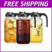 Elegant 2 Quart Glass Pitchers with Filter Lid - Set of 3 for Stylish Serving