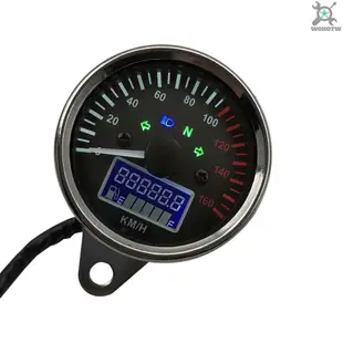 Wohotw 通用 12V 摩托車車速表 LED 數字轉速表 Liquaid 水晶儀表儀表里程錶帶燃油表指示器 0-16