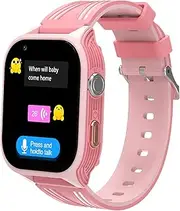 4G Kids Smart Watch - Boys Girls GPS Tracker Kids Smartwatches Phone Watch Whtasapp Bluetooth Video Call SOS Alarm Voice Chat Pedometer Music Camera Real Time Tracking Smartwatch for Age 4-12 (Pink)