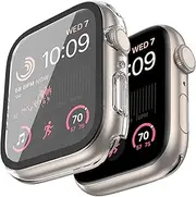 Case Compatible with Apple Watch Series 9 8 7 41mm/45mm PC Bumper with Tempered Glass Screen Protector Matte Solid Color Hard Cover (Clear, 41mm)