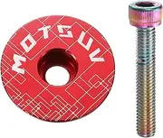 sourcing map 1 1/4" OD Bicycle Headset Stem Top Cap Aluminum Alloy Cycling Headset Cover Stem with Rainbow Color M6 Bolt for Mountain Bicycle Road Bicycle MTB, Red