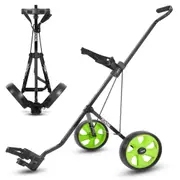 2 Wheel Golf Push Pull Cart - Lightweight, Foldable, Collapsible, Caddy Accessories, Golf Bag Storage with Deluxe Scorecard Holder, Adjustable Handle, Aluminium Frame, Compact Design for Travel