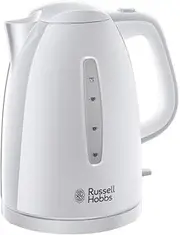 Russell Hobbs Textures Electric 1.7L Cordless Kettle (Fast Boil 3KW, White premium plastic, matt & high gloss finish, Removable washable anti-scale filter, Push to open lid, Perfect pour spout) 21270