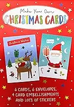 YLAB Make Your Own Christmas Cards - Card Making Kit for Kids - Pack of 6 Cards with Envelopes