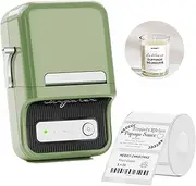 NIIMBOT B21 Inkless Label Maker, Mini Thermal Label Maker Compatible with iOS & Android, for Home Organization, Business, Barcode, QR Code, with 1 Pack 50x30mm White Label, Green