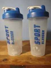 20oz Blender Sport Bottle Protein Shaker W/ Whisk Ball (2 pack) Blue Never Used
