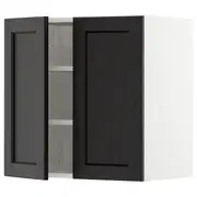 METOD wall cabinet with shelves/2 doors, white/Lerhyttan black stained, 60x37x60 cm