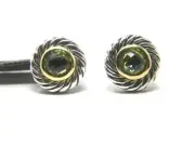 David Yurman Large Capri Cookie Stud Earrings Peridot /Sterling Silver/ 18k NWT