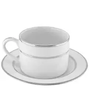 10 Strawberry Street Set of 6 Silver Double Line Cup & Saucer