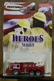 2001 MATCHBOX HEROES SERIES FIRE ENGINE LADDER TRUCK RED NIB