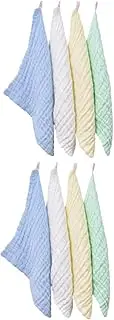 ERINGOGO 8Pcs Solid Color Wash Towels Soft Muslin Face Cloths Multi Purpose for Bathing Burping Cleaning Gentle Sensitive Skin Machine Washable