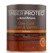 Timber Protect 250ml Oil Based Light Walnut One Coat Stain And Varnish - 250ml