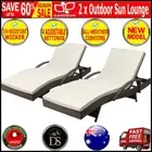 Gardeon 2pc Sun Lounge Outdoor Furniture Day Bed Rattan Wicker Patio Lounger New
