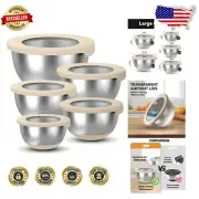 Space-Saving Nested Mixing Bowls with Non-Slip Base - Set of 5, Dishwasher Safe