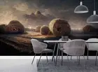 3D Haystack Night Landscape Self-adhesive Removeable Wallpaper Wall Mural