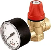 313425 FF Connection Safety Valve with 1/2 Inch 2.5 Bar Calefi Pressure Gauge