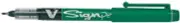 Pilot V Sign Pen Liquid Ink 2.0 mm Tip - Green, Box of 12