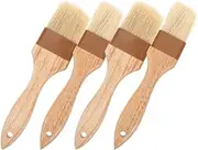 PRETYZOOM 4Pcs Basting Brush with Wooden Handle Versatile Sauce Brush for Cooking and Baking for Grilling and Marinading Compact Design for Easy Storage and Outdoor Use