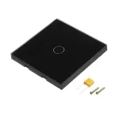 Touch Light Switch 1 Gang 1 Way Tempered Glass Panel Black 86mmx86mm