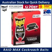 Genuine RAID MAX Cockroach Baits - ACTIVE CONSTITUENT 12.7g/kg - 12 Pack