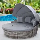 Outdoor Lounge Setting Sofa Patio Furniture Wicker Garden Rattan Set Day Bed Gre