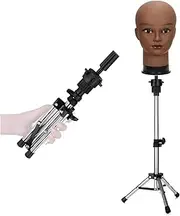 hairyhme Wig Stand Tripod, Adjustable Mannequin Head Stand 14-25 inches Portable Mini Size Wig Head Stand for Training Heads And Canvas Block Head (Bald Head Not Included) Silver Color