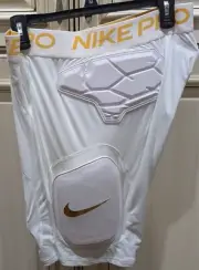 NEW Men's Size X-Large Nike Pro Padded Compression Football Shorts White Gold