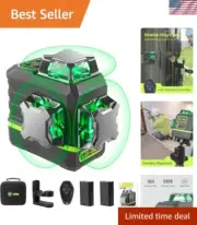 Precision Green 360° Laser Level for Construction & Image Hanging - 2 Batteries