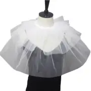 3 Layers Mesh Ruffle False Collar for Women Renaissances Big Shawl Scarf Capelet