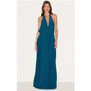 Teal Floaty Woven Cowl Neck Low Back Maxi Dress, Teal