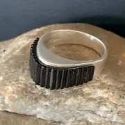 Black Onyx Indian Navajo Sterling Silver Band Inlay Ring Size 8.75 12426