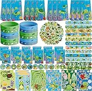Obussgar Turtle Party Favour Supplies including Turtle Gift Bags, Stickers, Badges, Wristbands for Turtle Theme birthday party