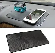Car Dashboard Anti-Slip Rubber Pad, 10.6''x 5.9'' Universal Non-Slip Car Magic Dashboard Sticky Adhesive Mat for Phones Sunglasses Keys Electronic Devices and More Use (Black/Grid)