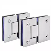 Stainless Steel Glass to Glass Shower Door Hinge Bracket Solid Casting Kit - 2pcs