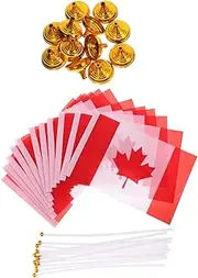 NUOBESTY Canada Flags 12 Mini Desk Decor Flags Pole Base for Office Home Parties Celebrations