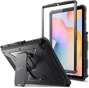 [FINTIE] Shockproof Case for Samsung Galaxy Tab S6 Lite 10.4 Inch 2022/2020 Model (SM-P610/P613/P615/P619), Tuatara Rugged Unibody Hybrid Bumper Kickstand Cover with Built-in Screen Protector, Black