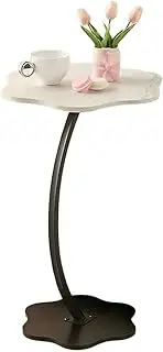 TOMVAES Flower-Shape End Table, Sofa Side Table, Standing Desk Coffee Table C Shaped Couch Side Table with Metal Frame for Sofa Coffee Table Bed (White)