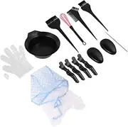 Baluue 15pc Hair Dyeing Kit Set Hair Coloring Tools for Home Salon for Highlights Lowlights